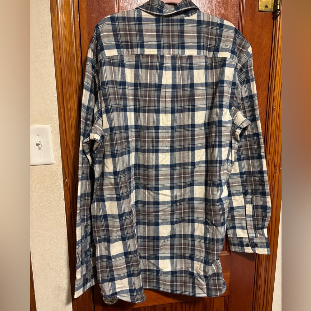 L.L. BEAN Slightly Fitted Blue Plaid Flannel Shirt Shacket Men’s Size Tall XXL - Picture 6 of 6
